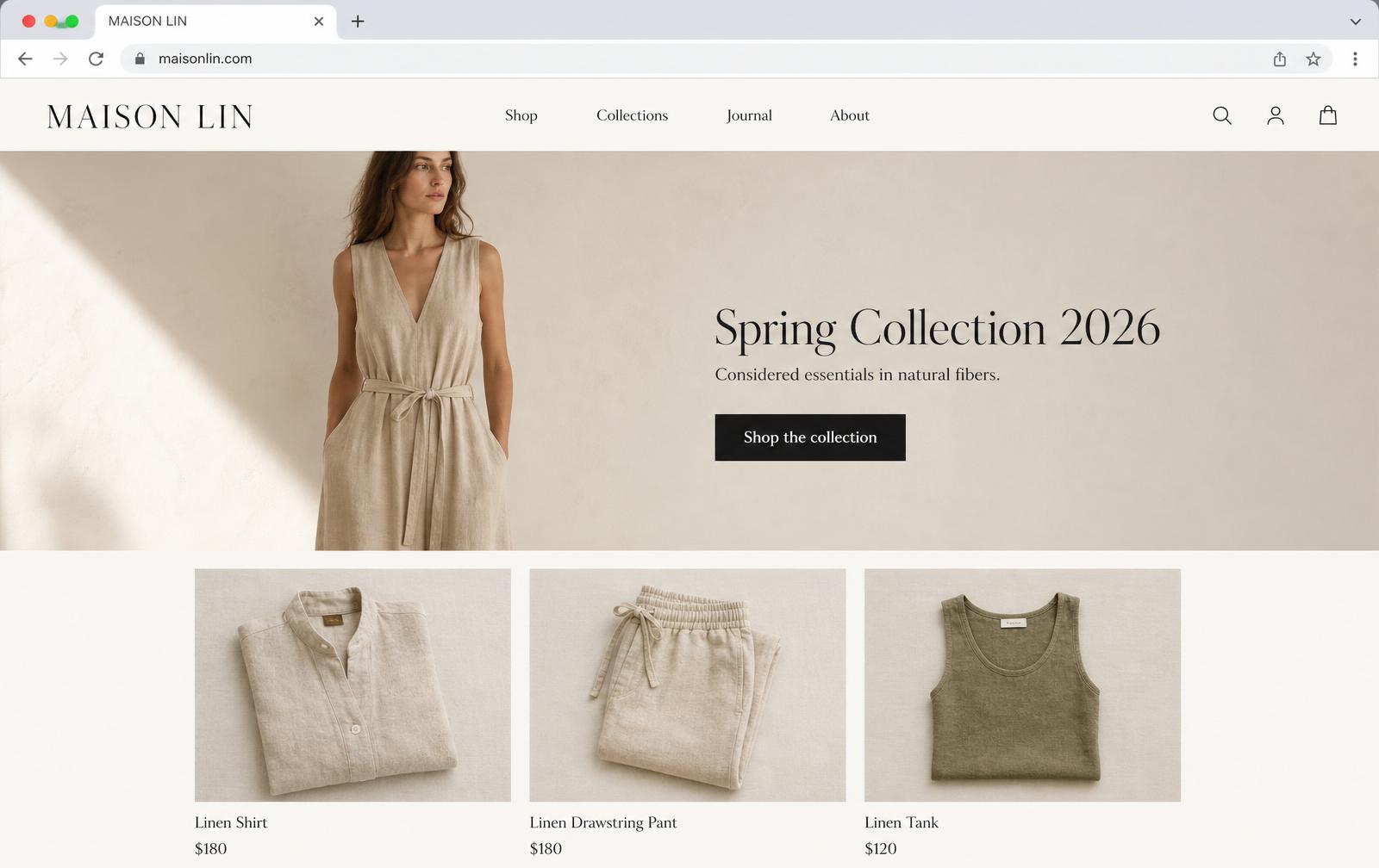 Maison Lin womenswear e-commerce website preview