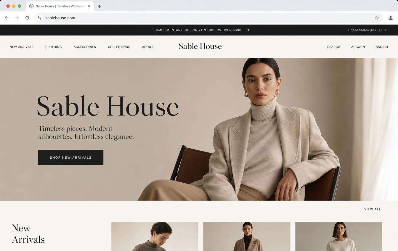 Sable House website preview